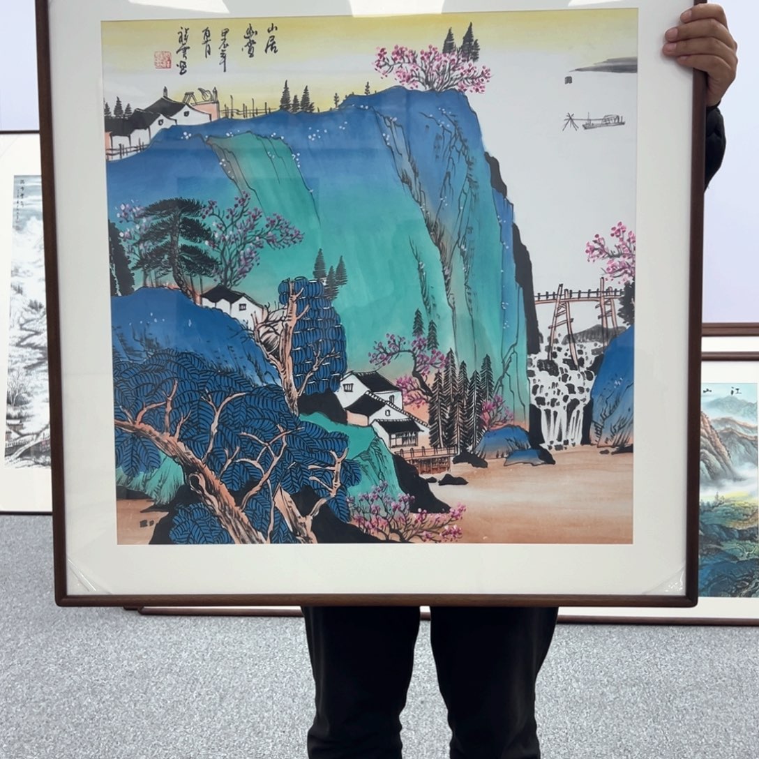 国画国画作品带框80公分斗方