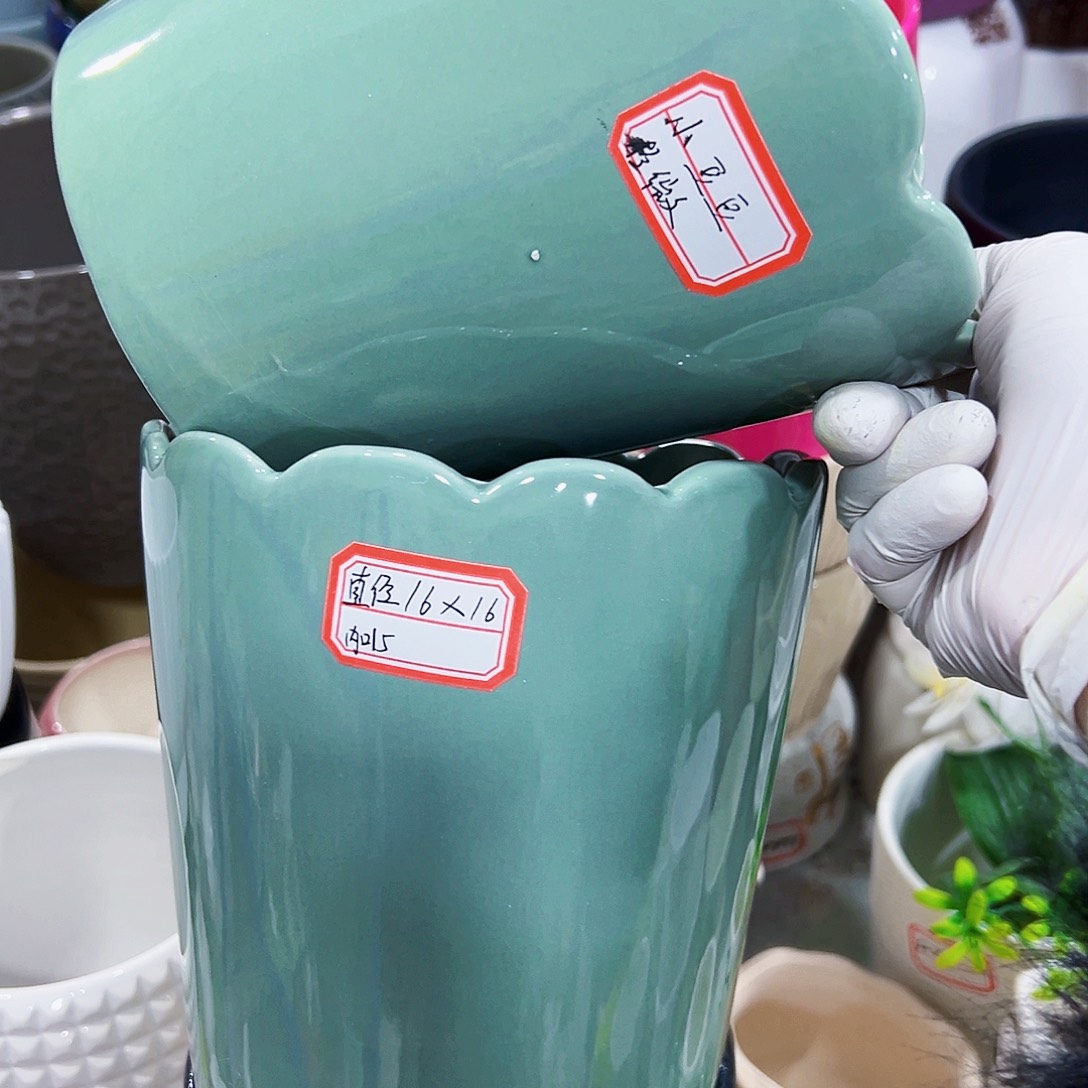 有孔外贸尾单陶瓷花盆凑单10米包邮