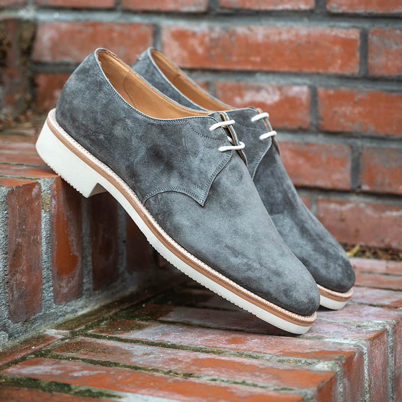 雅生AXEN手工固特异意大利Bonaudo头层胎牛绒男士休闲软底德比鞋