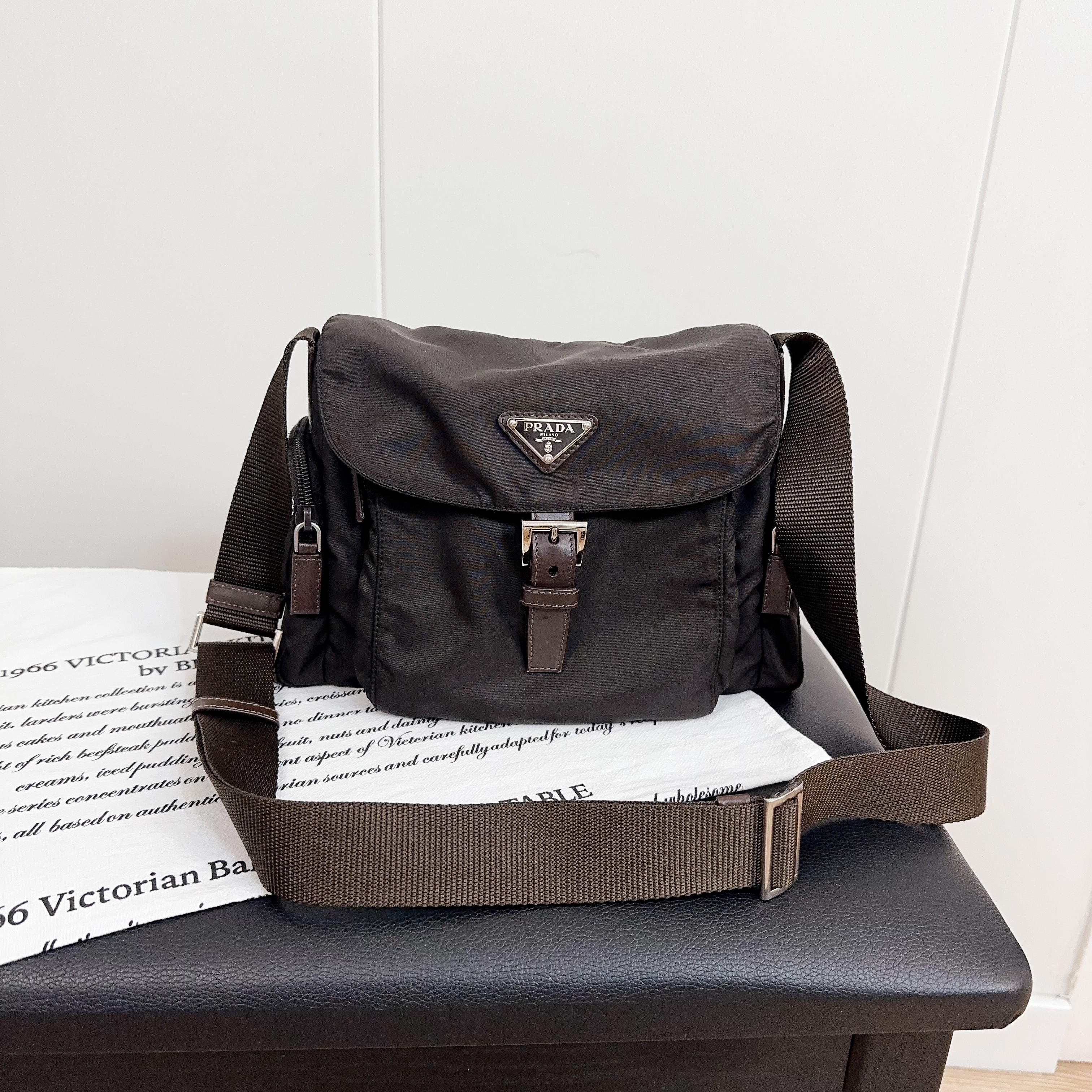 95新 Prada/普拉达 95新prada单扣邮差尼龙降落伞斜挎包44249149