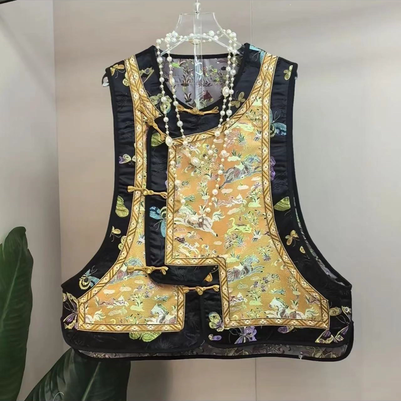 常规复古糖糖印花马夹女士唐装植物花卉刺绣传统中国风