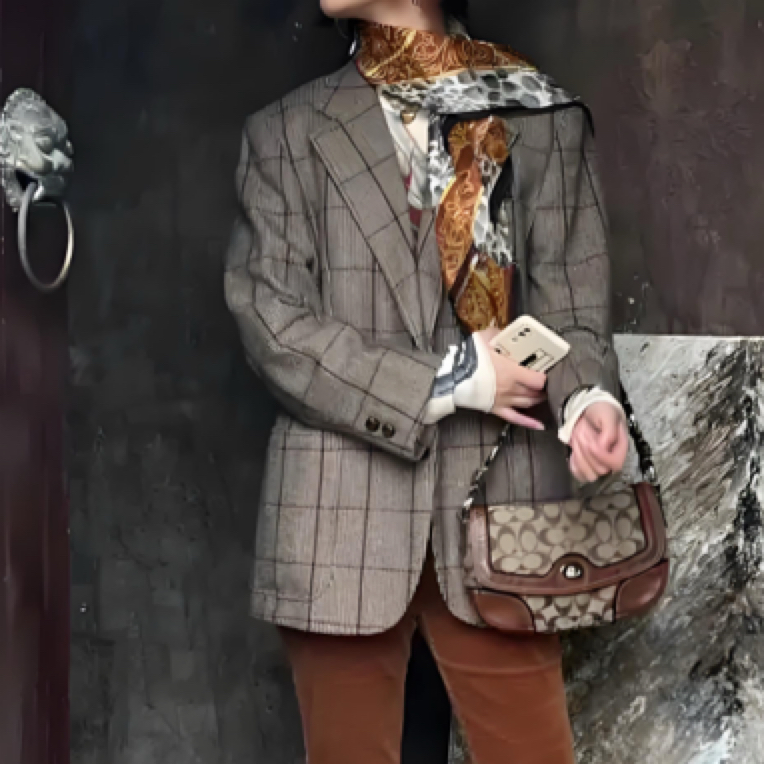 中古西服意制日制法产枪驳领时尚休闲复古经典格子