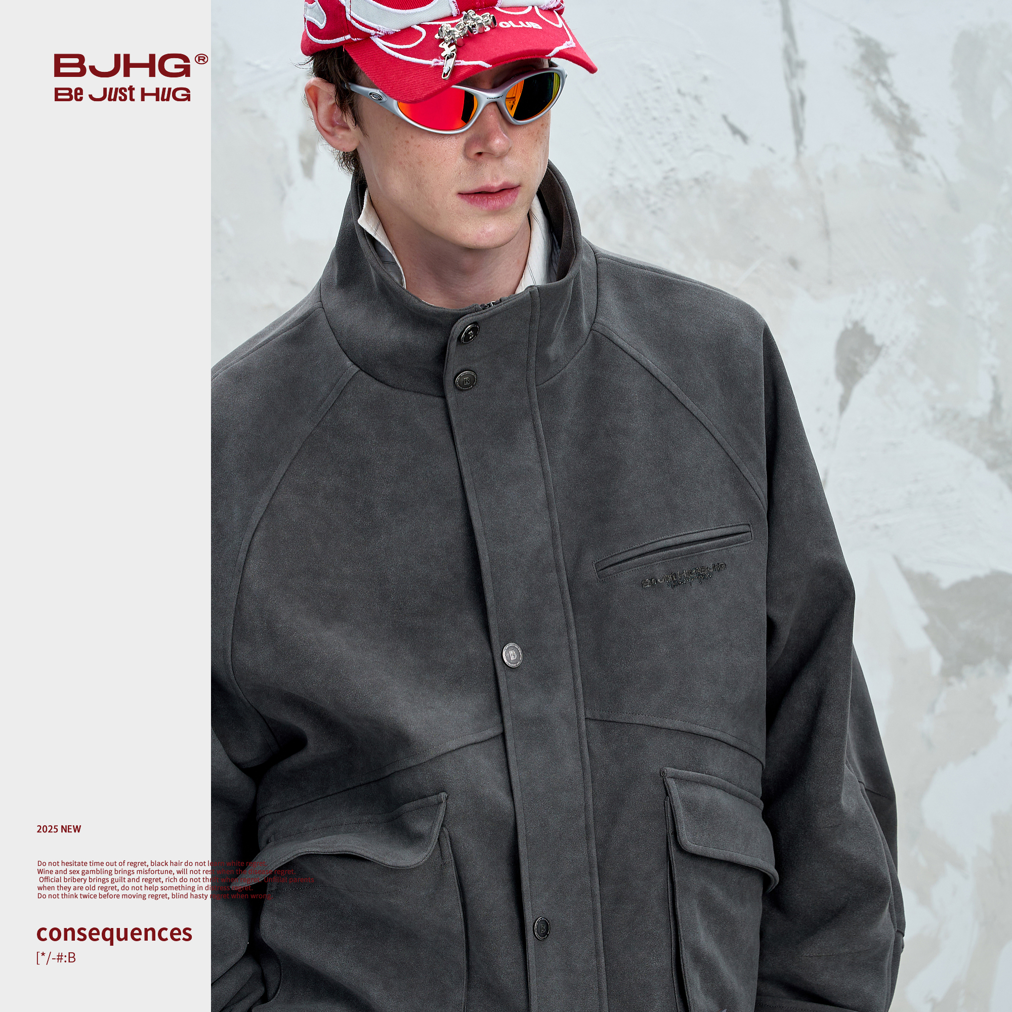 【金拐子专属】BJHG美式复古PU皮外套男款秋装刺绣设计感夹克CJ544