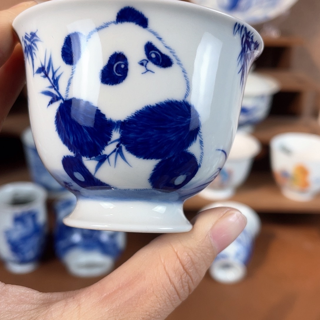 泥藝瓷梦幼崽熊猫杯杯