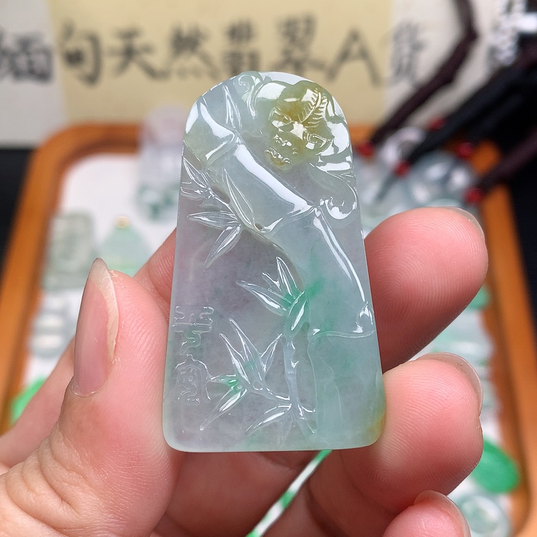 翡翠裸石缅甸天然A货翡翠冰种节节高升