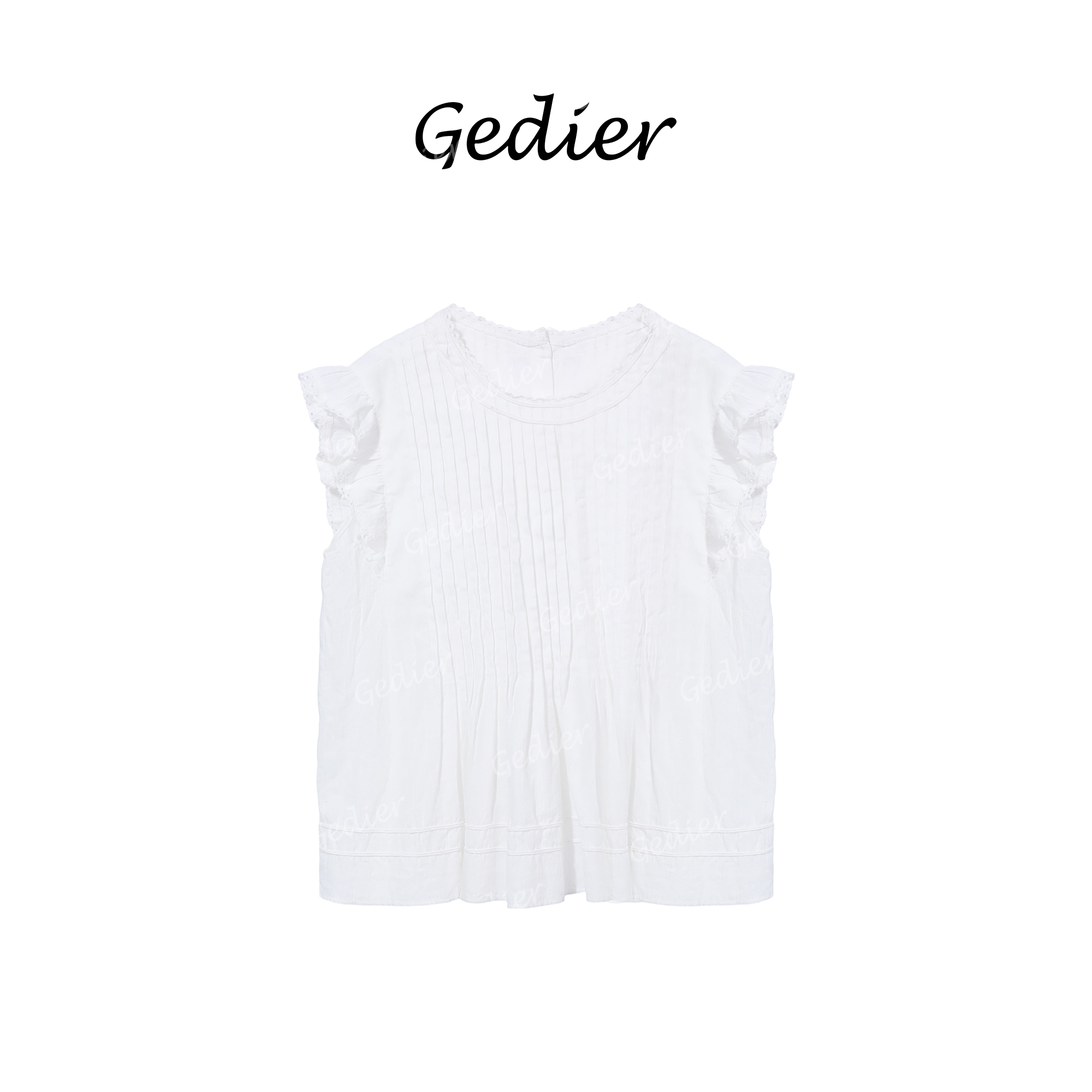 【歌蒂尔】精致老钱风可爱纯色荷叶边上衣 夏季甜美穿搭 CG520891Y