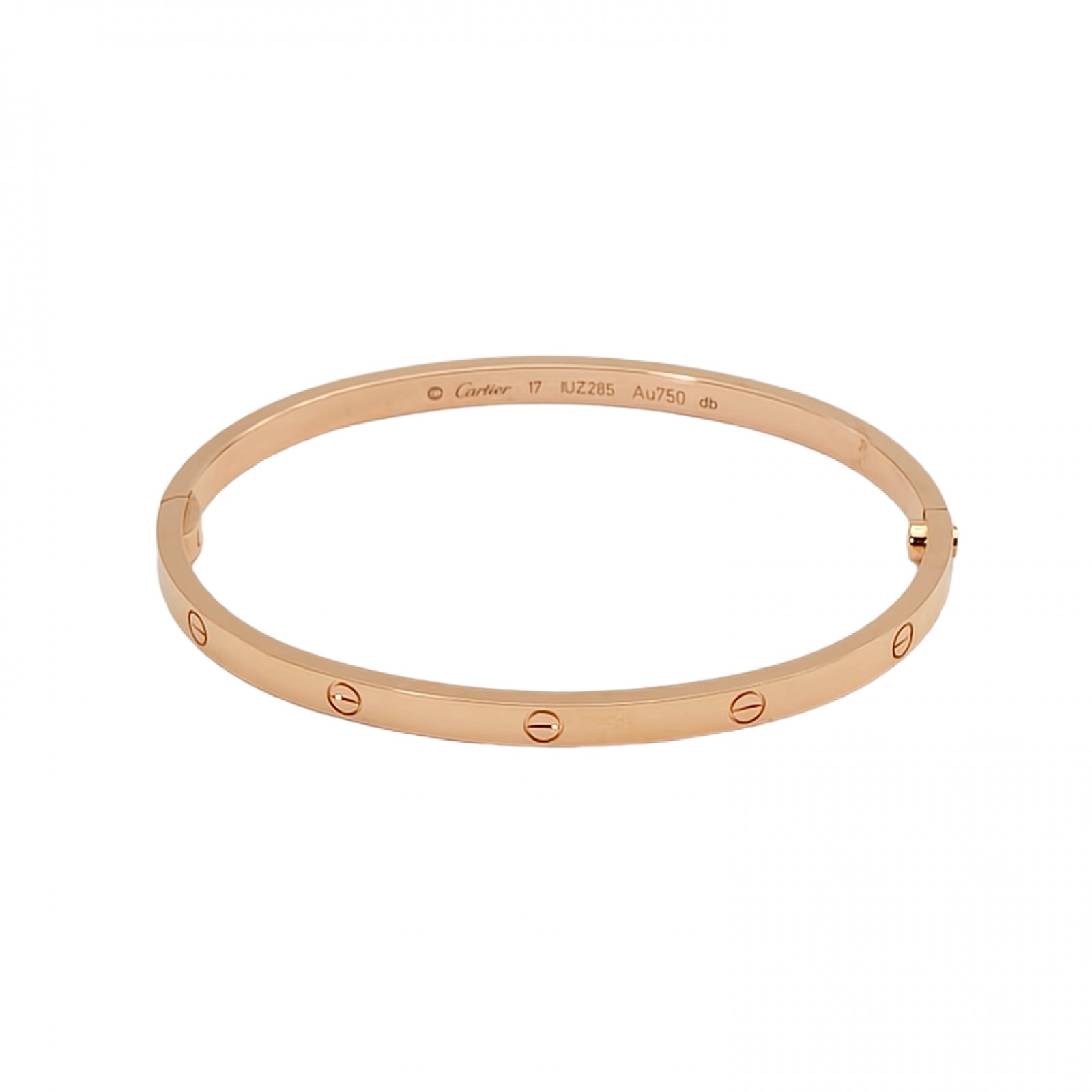 99新 Cartier/卡地亚 小花6枫LOVE 金 窄版手镯 18K玫瑰金 17号 