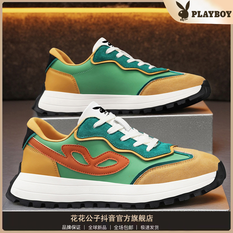 PLAYBOY/花花公子男鞋秋季皮面复古百搭阿甘德训鞋休闲运动老爹鞋