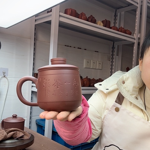 紫泥带茶漏盖杯盖杯