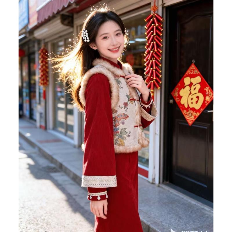 苏故里（岁岁年年）新中式过年战袍旗袍连衣裙加绒加厚改良版年轻款