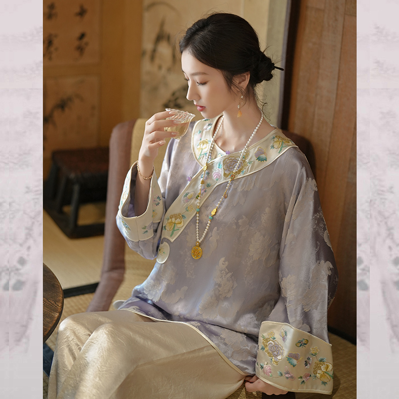 【织韵】新中式国风女装上衣女2025秋季新款重工刺绣高级感小衫女