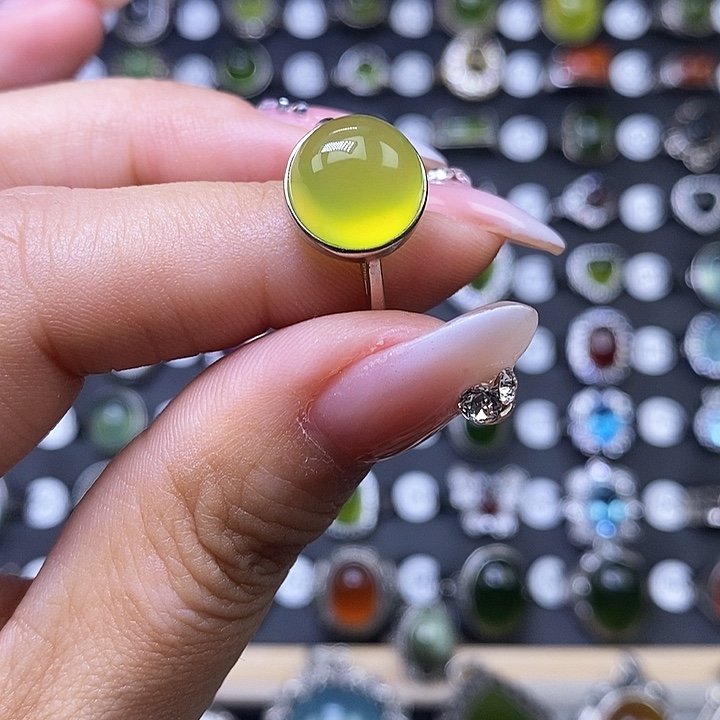 岫玉戒指银S925镶嵌戒指