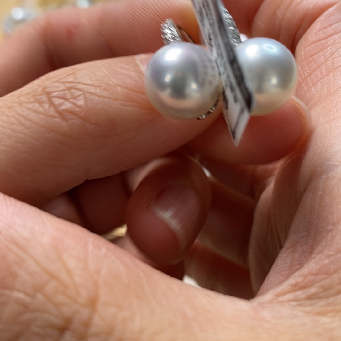 海水珍珠耳饰银S925镶嵌