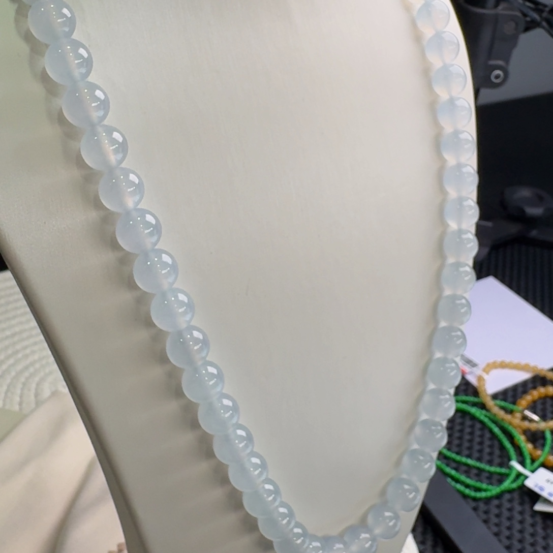 翡翠手链未镶嵌正冰白月光项链卡10 大漏！强推！