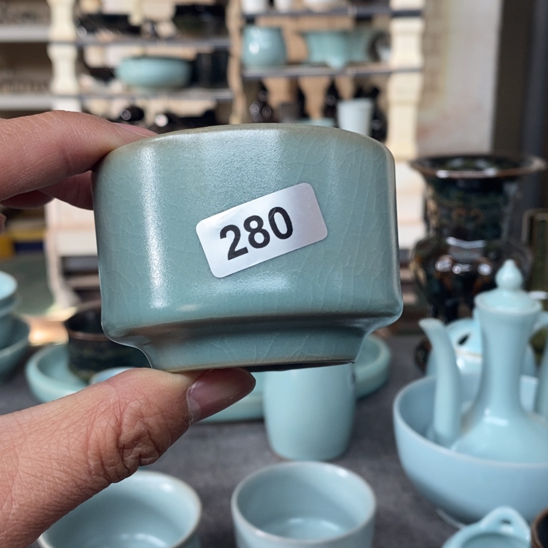 心***愿陶瓷杯子抱朴瓷器仿古微蝦