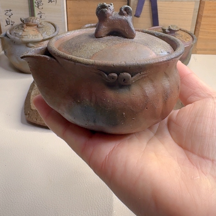 瓶备前烧，大森辉彦宝瓶，带箱