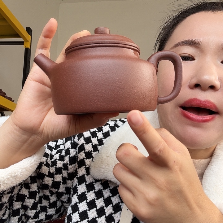 紫砂茶壶紫泥底槽青德中450