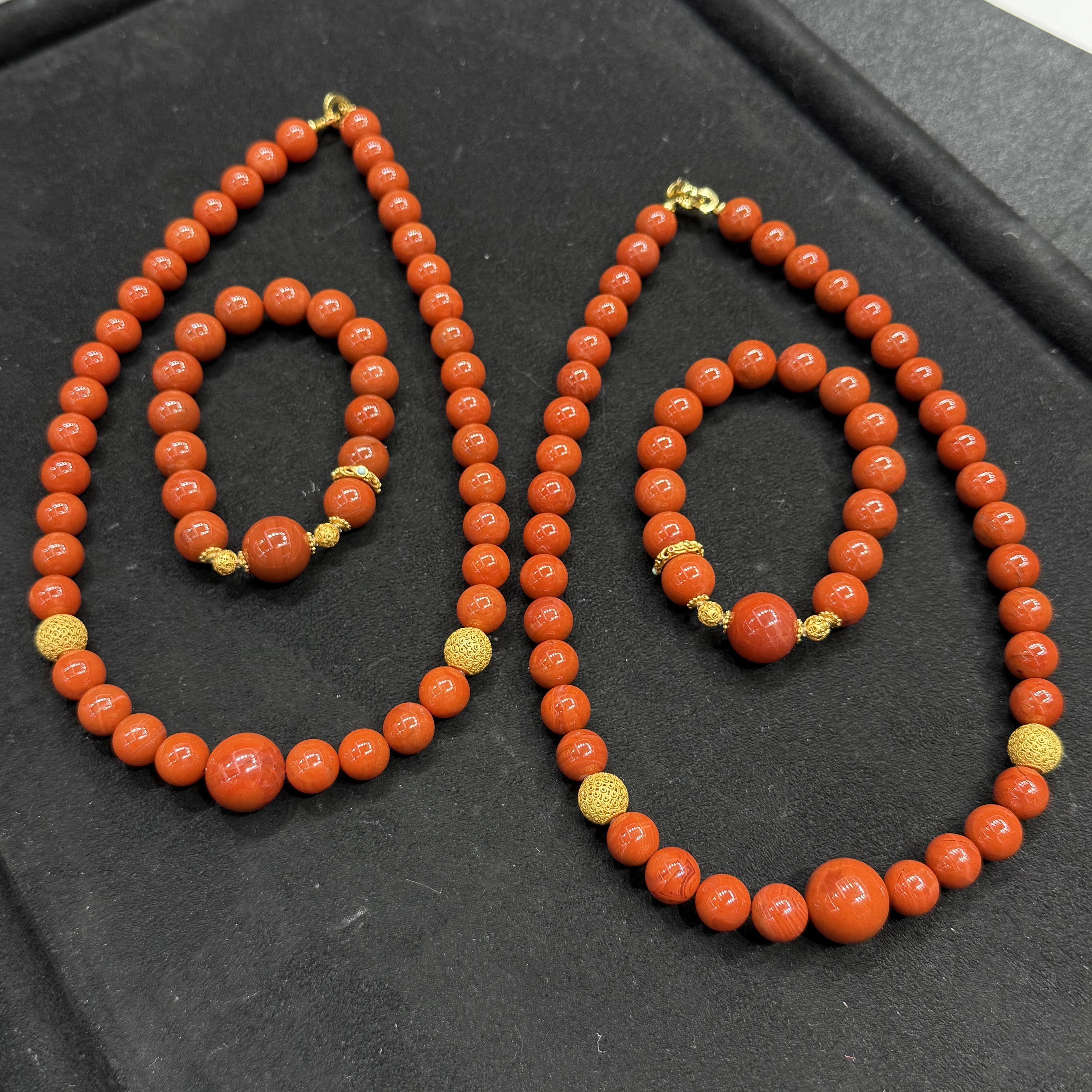 【举石臻品】TH1130-222-184南红玛瑙项链+手串(两件/多样性发）X