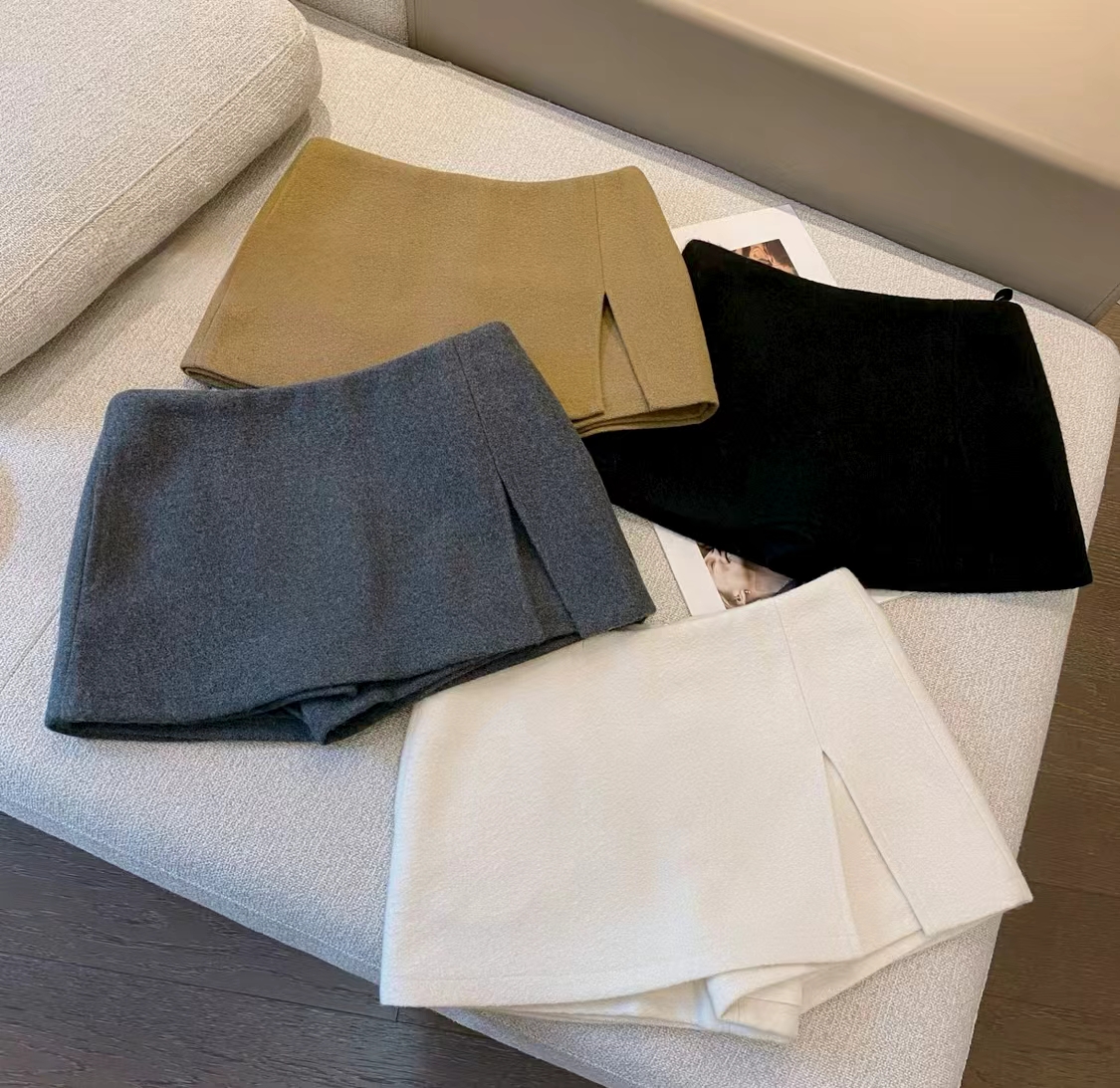 A字裙短裙韩版包臀裙高腰半身裙套装纯色百搭