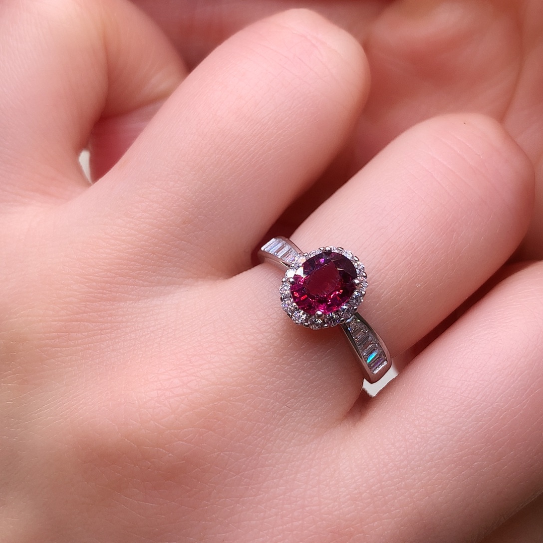 石榴石银S925镶嵌戒指