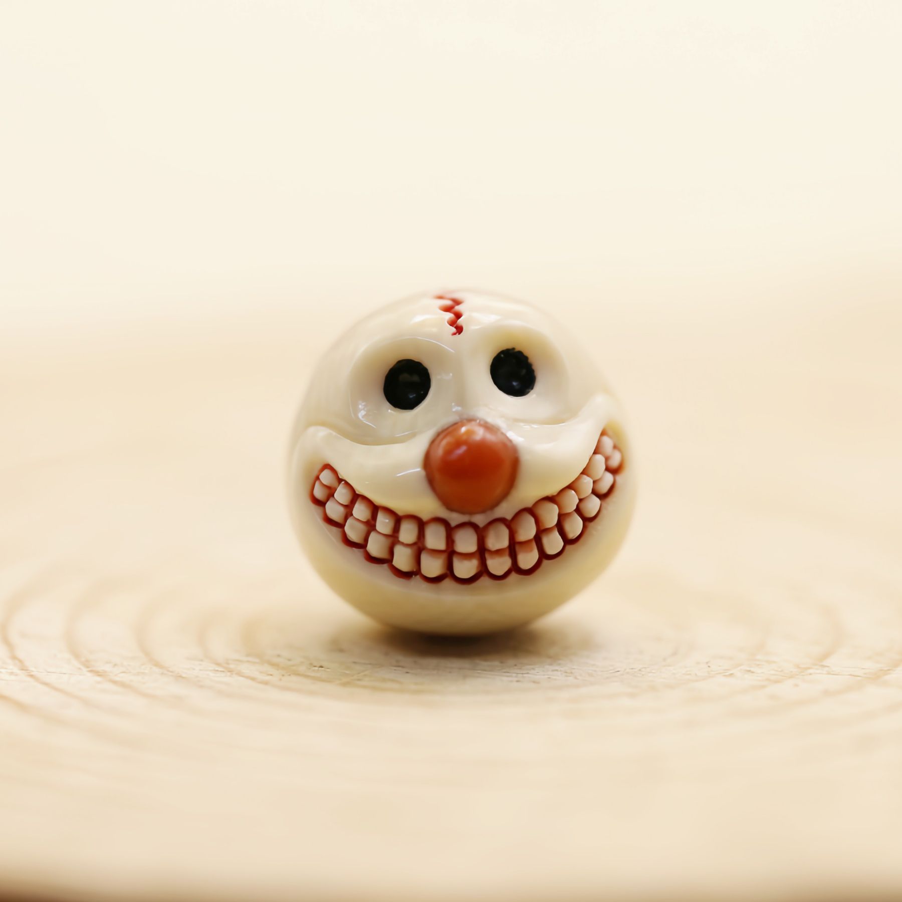 天然猛犸手工雕刻上色小丑圆珠