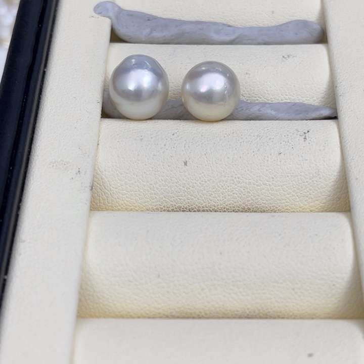 海水珍珠裸珠未镶嵌澳白对珠10-11mm