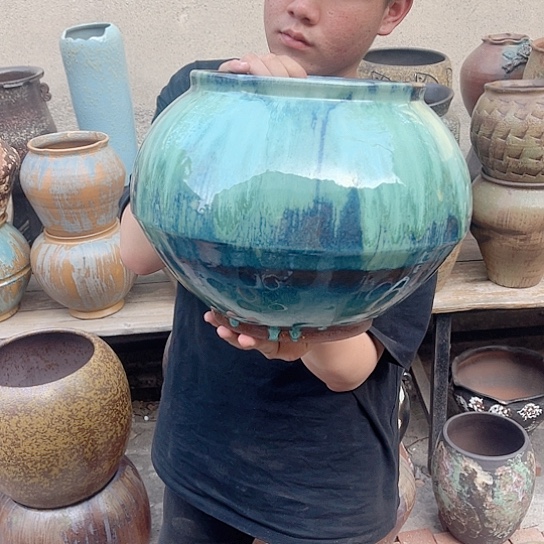 紫砂花盆高度26口径21