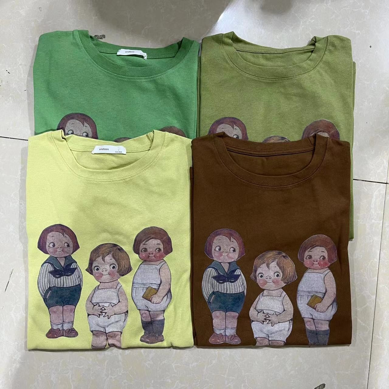 1793五色小女孩T恤纯棉休闲百搭圆领