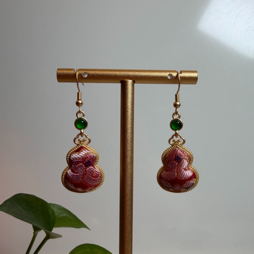 合金布艺耳饰 【桑蚕丝宋锦】手作diy饰品发夹发圈胸针耳环