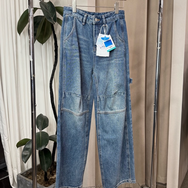 新秋百搭工装蓝色牛仔裤