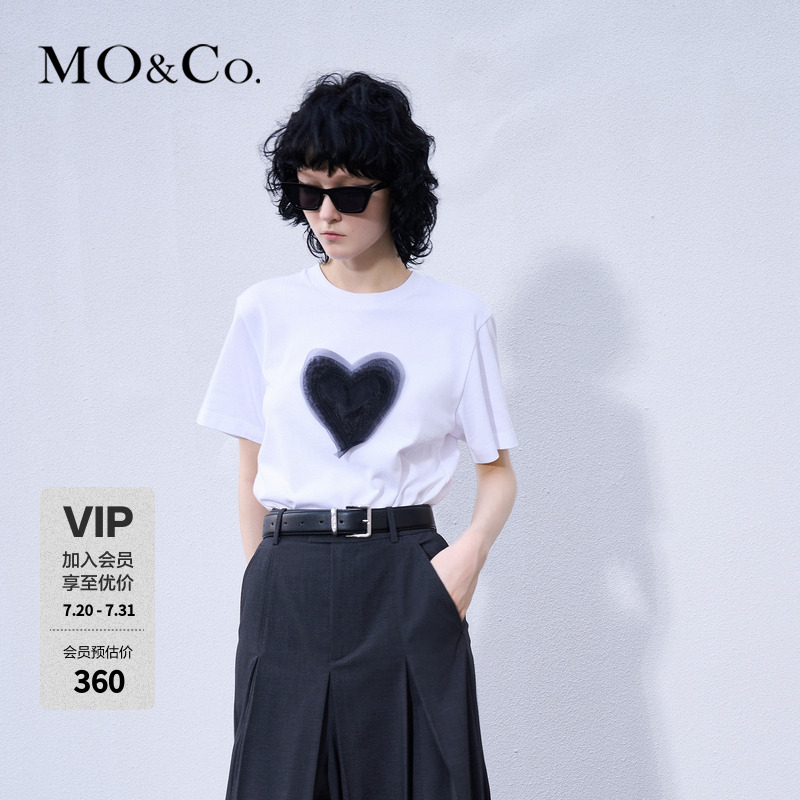 【抗菌防螨】MOCO春欧根纱刺绣爱心短袖T恤MBD1TEET19