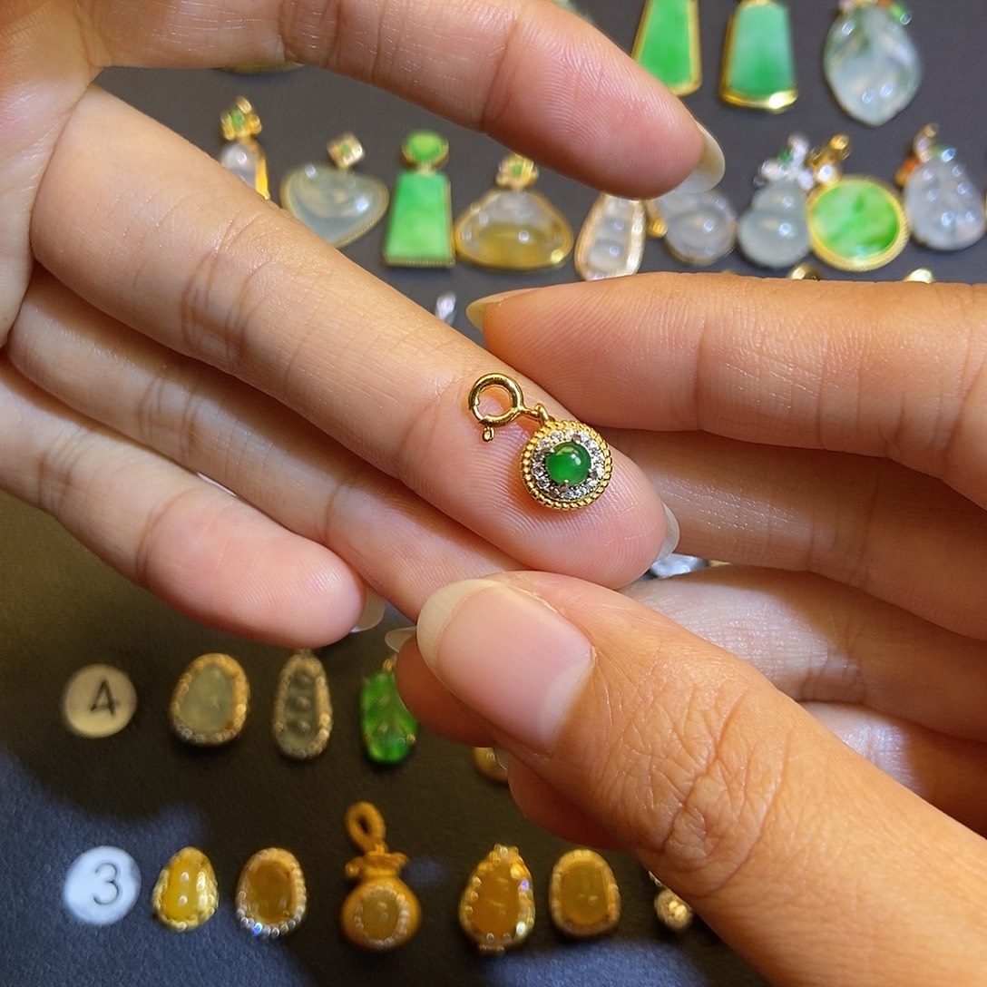 翡翠银S925镶嵌吊坠(不含链)