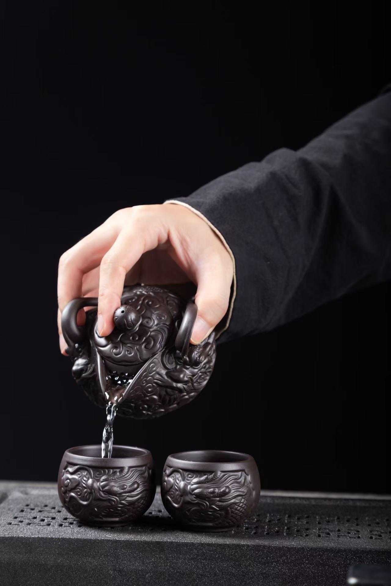 紫陶泡茶专用单个手抓壶复古手工功夫茶具茶杯R1