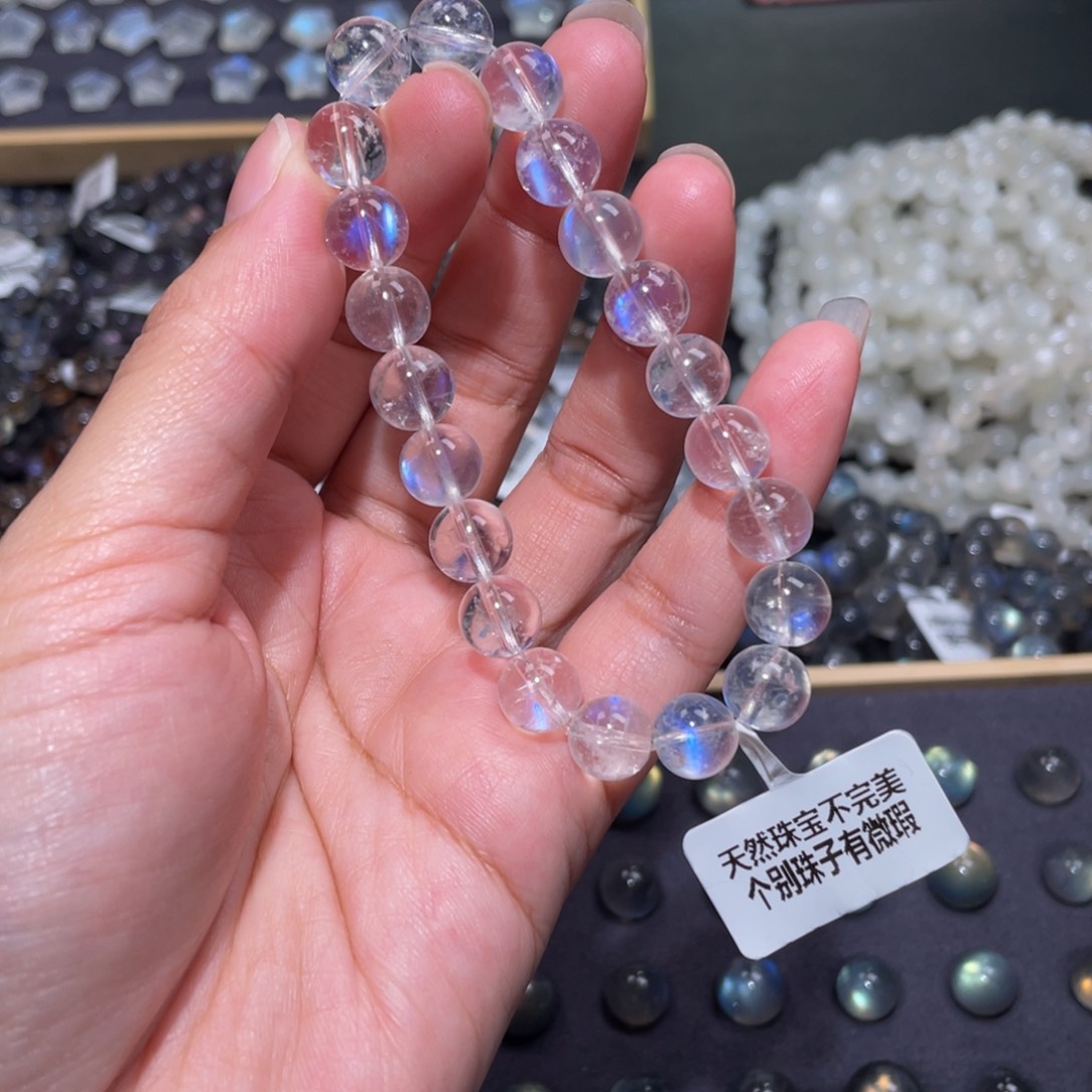 月光石手串未镶嵌懵*?蓝月光手链9.2m