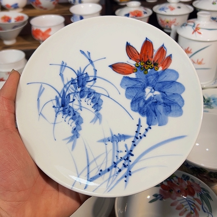 瓷景德镇纯手工手绘陶瓷7寸平盘