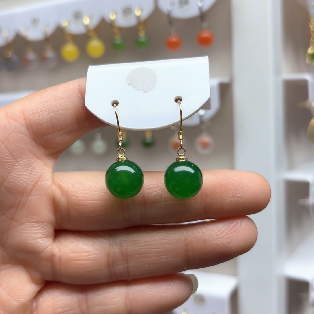 玛瑙/玉髓耳饰银S925镶嵌