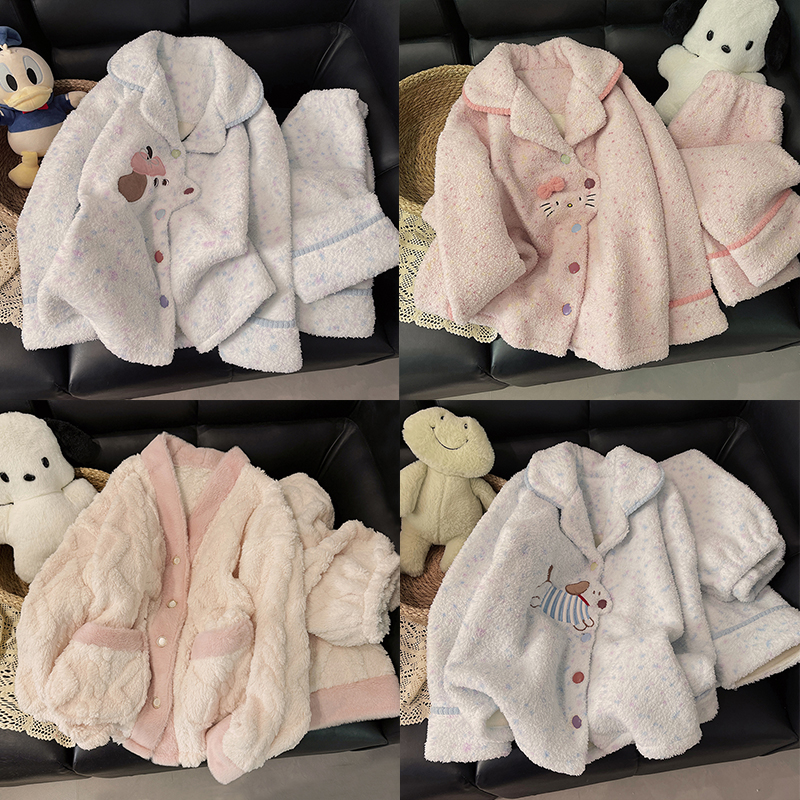 【编码D901-D999】珊瑚绒睡衣女秋冬季新款加厚保暖家居服套装爆款