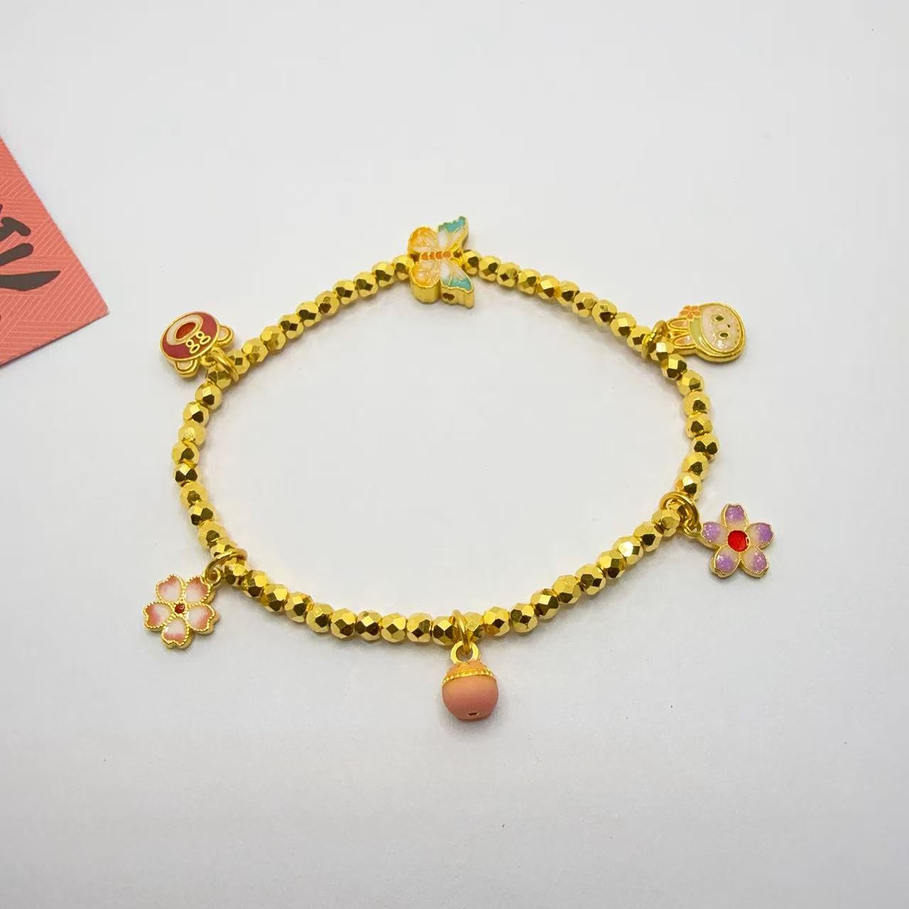 足金999 黄金投资金 卡3蹦迪珠 克重12.85 手围15 XJ