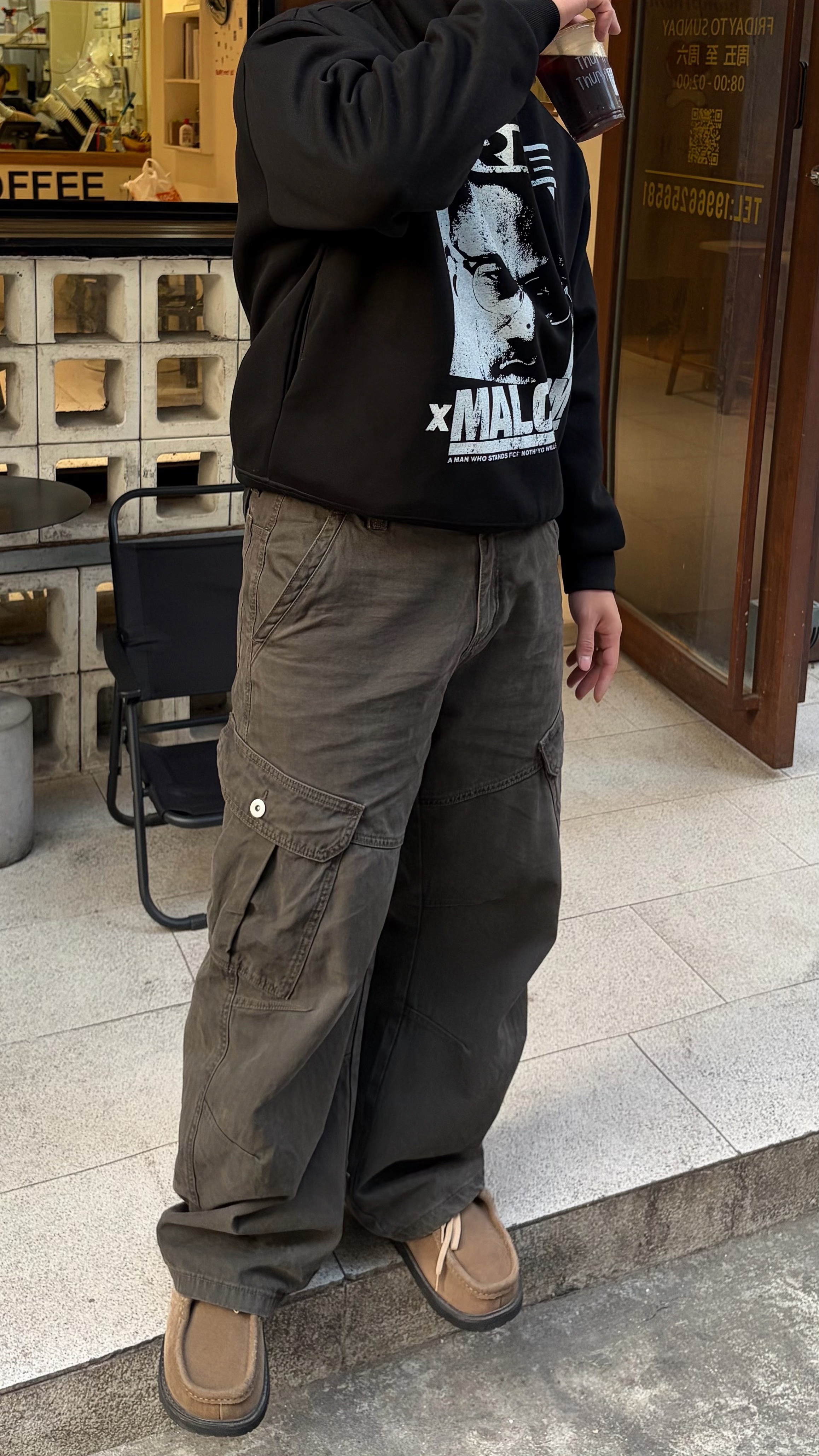 H3y美式复古解构设计感弯刀休闲裤男女宽松廓形多口袋工装裤潮