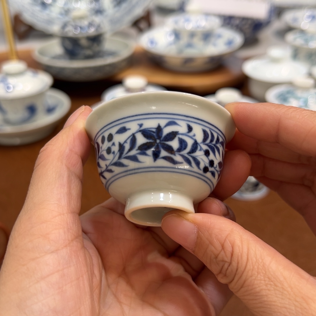 杯子栀子花卉小杯纯手工