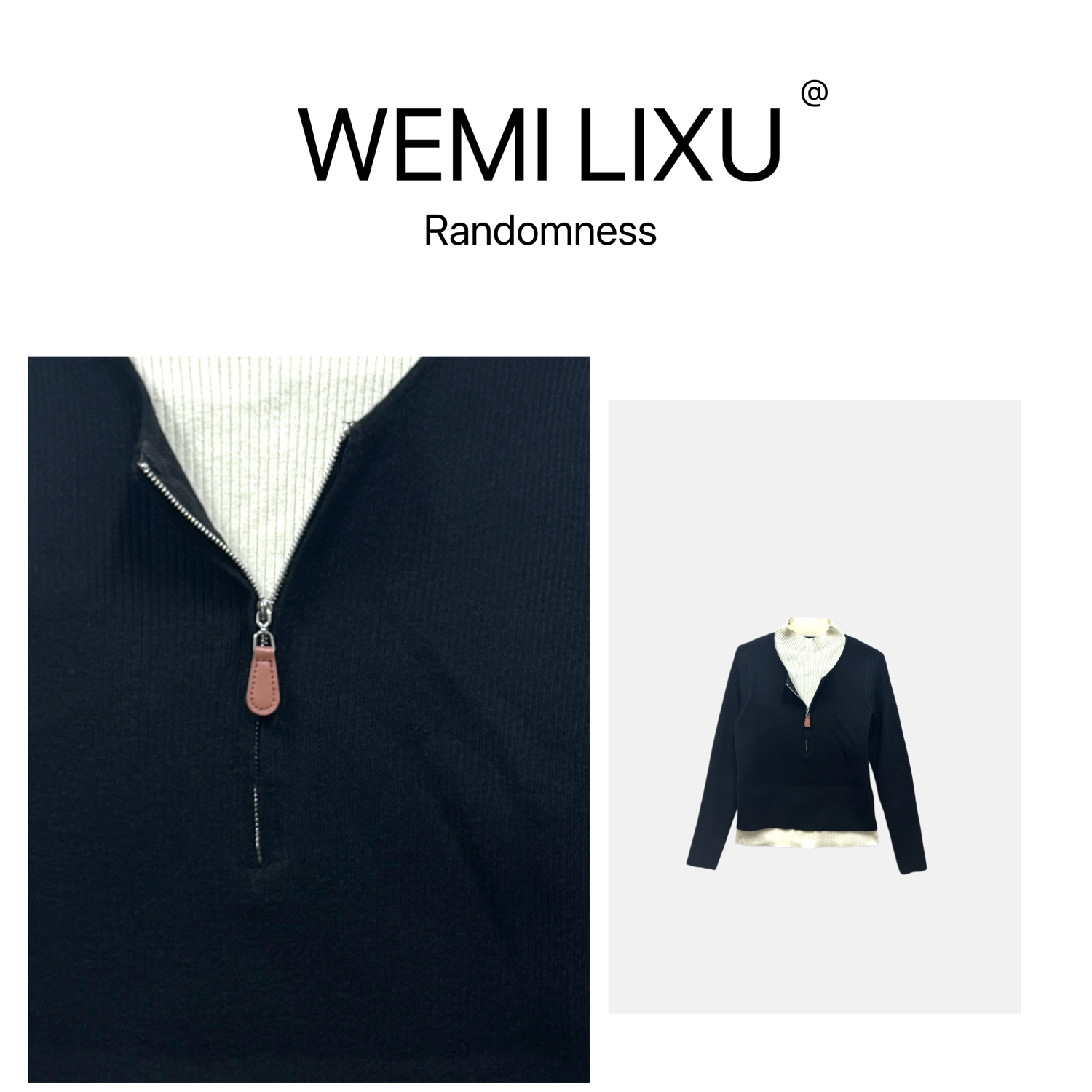 WEMI LIXU“纪念册“冬季时尚百搭拼色女装长袖针织衫修身显瘦3338