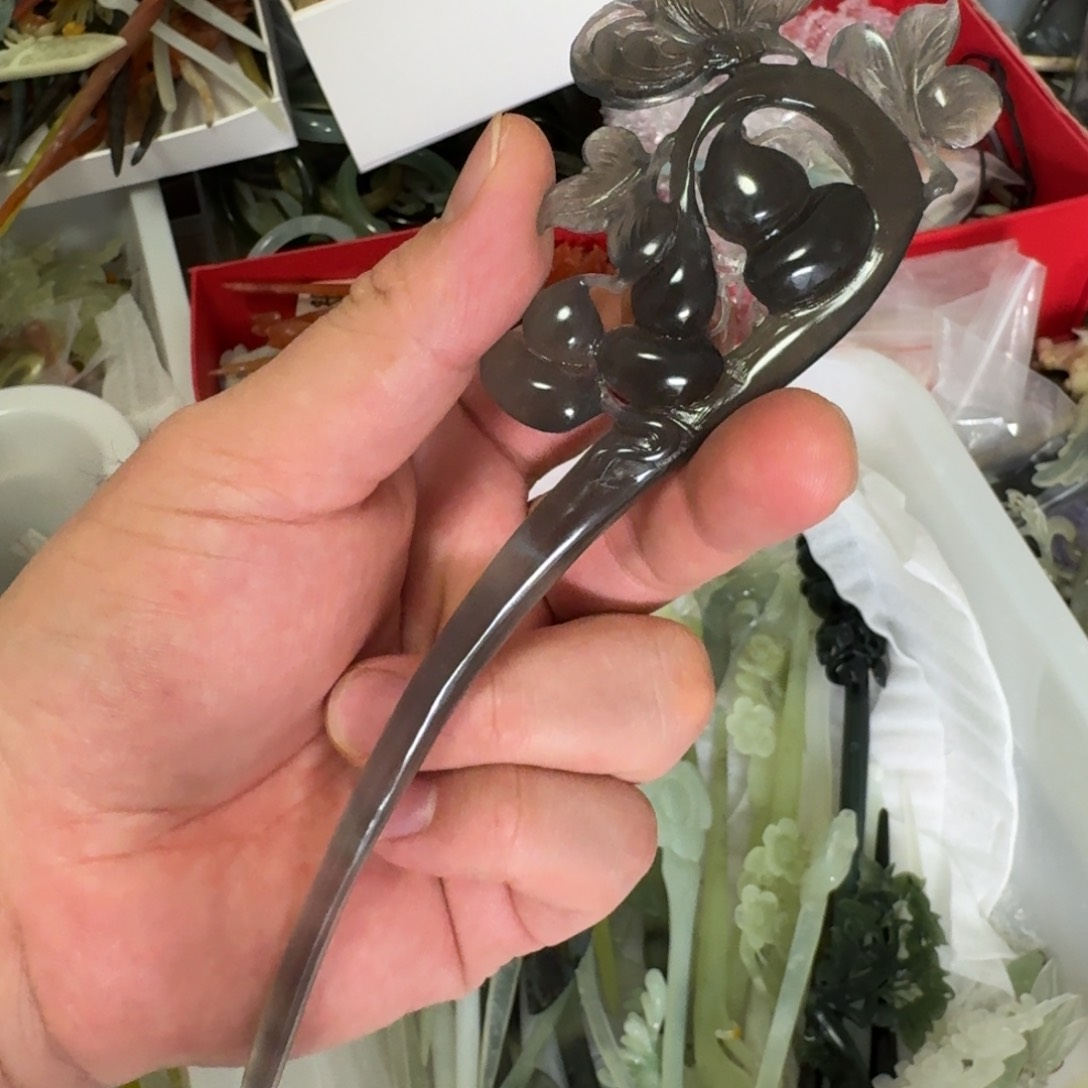 岫玉发饰未镶嵌明君玉簪就是好看