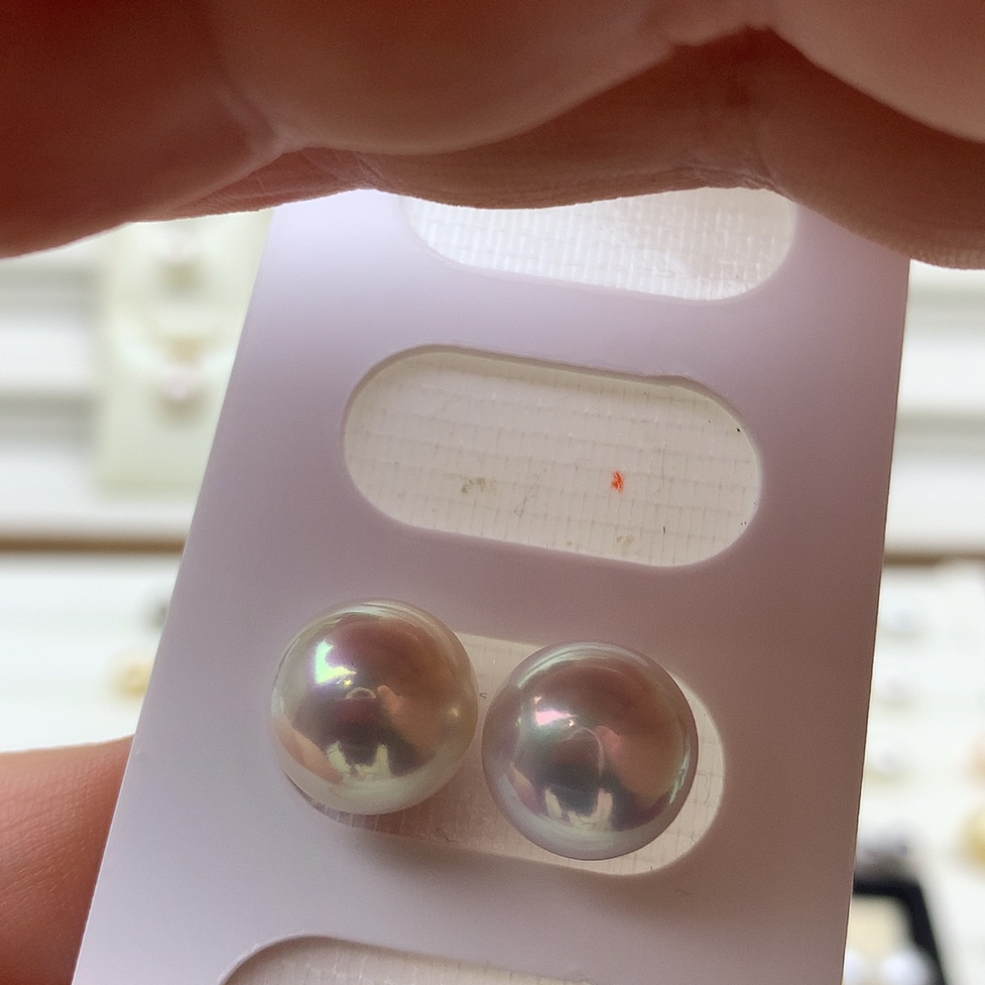 华***女淡水珍珠银S925镶嵌耳饰