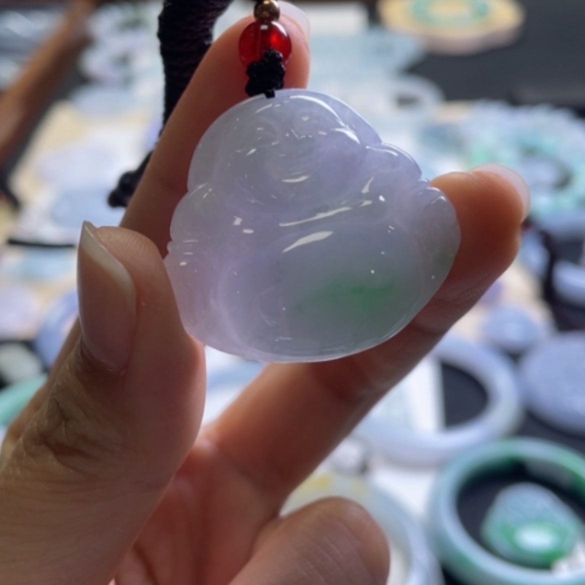 【闪购商品】翡翠颈饰未镶嵌冰春彩大肚佛，微瑕