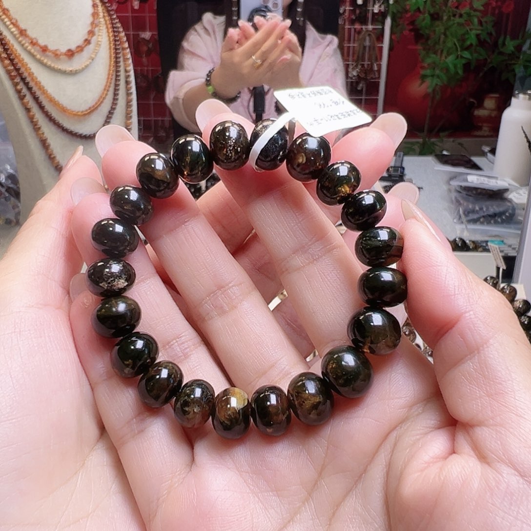 琥珀裸石未镶嵌抚顺琥珀黑花11