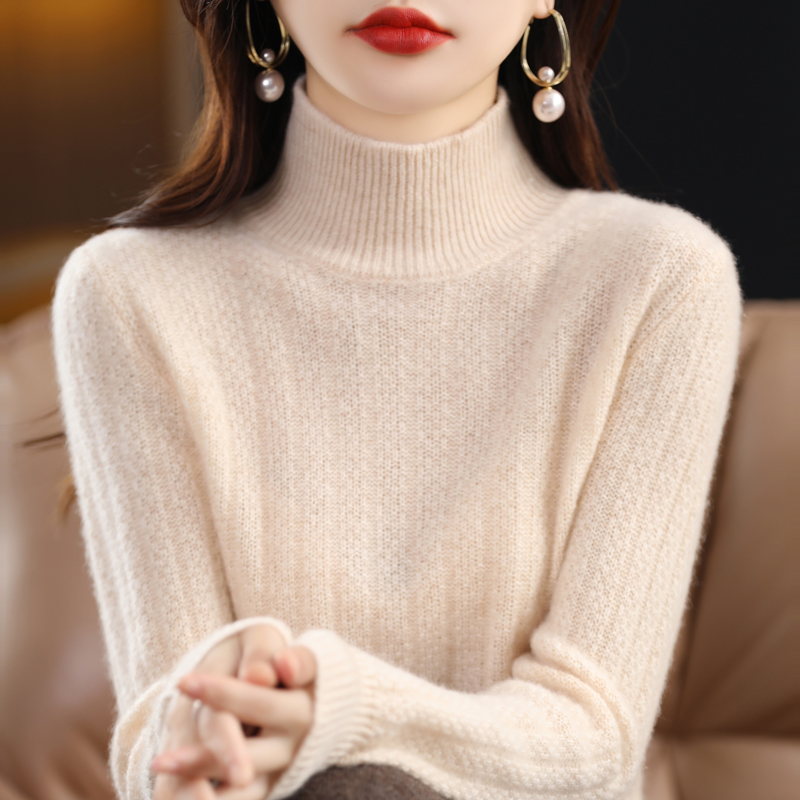 断码特惠100纯羊绒衫女宽松加厚半高领毛衣秋冬百搭针织羊绒打底