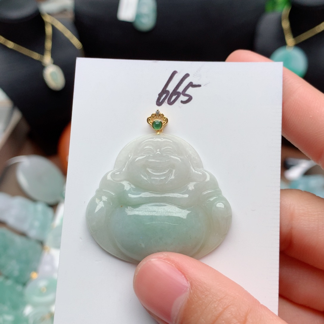 翡翠颈饰银S925镀金镶嵌吊坠