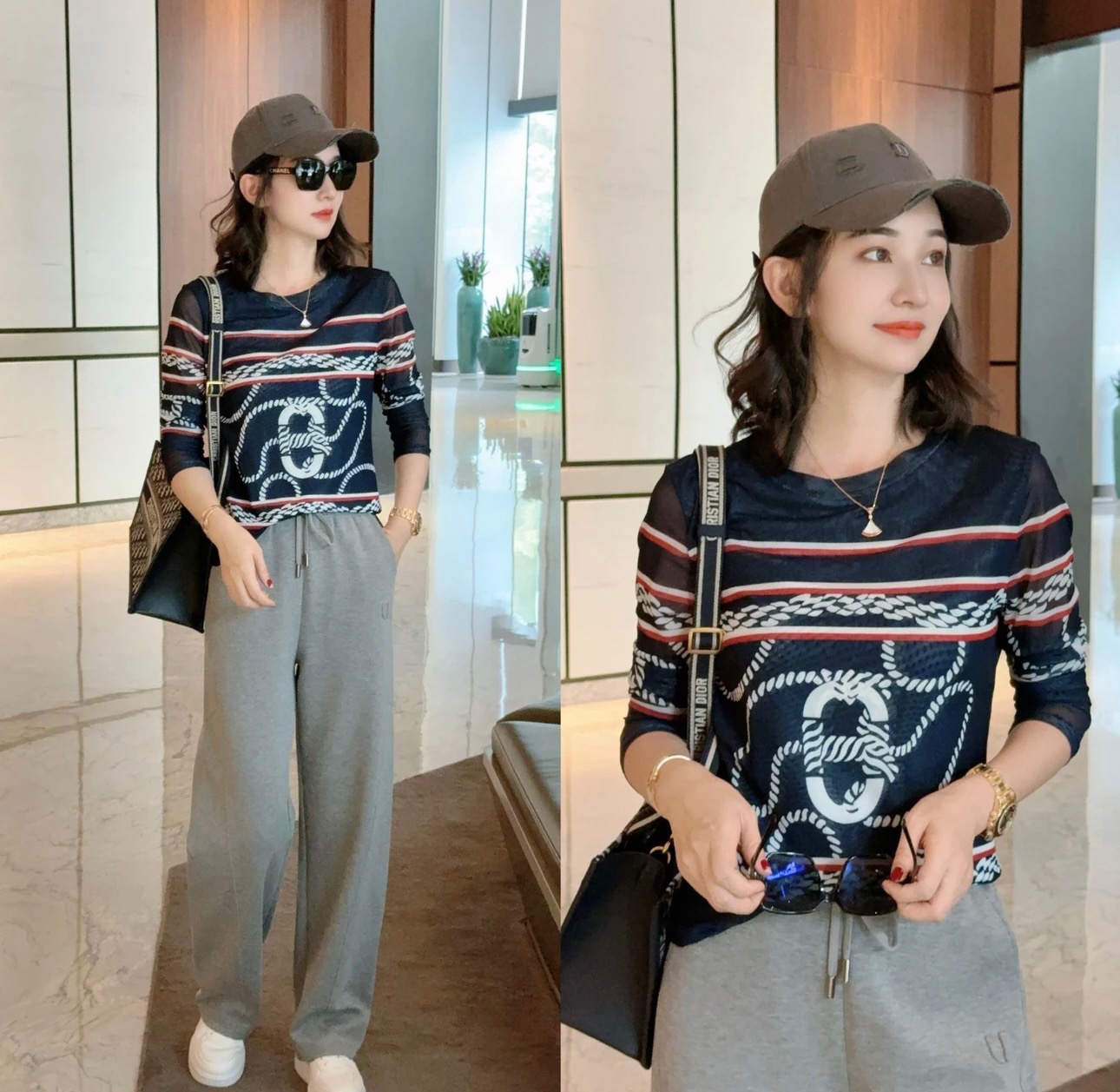 大气时尚休闲打底透气条纹宽松女士衬衫129989