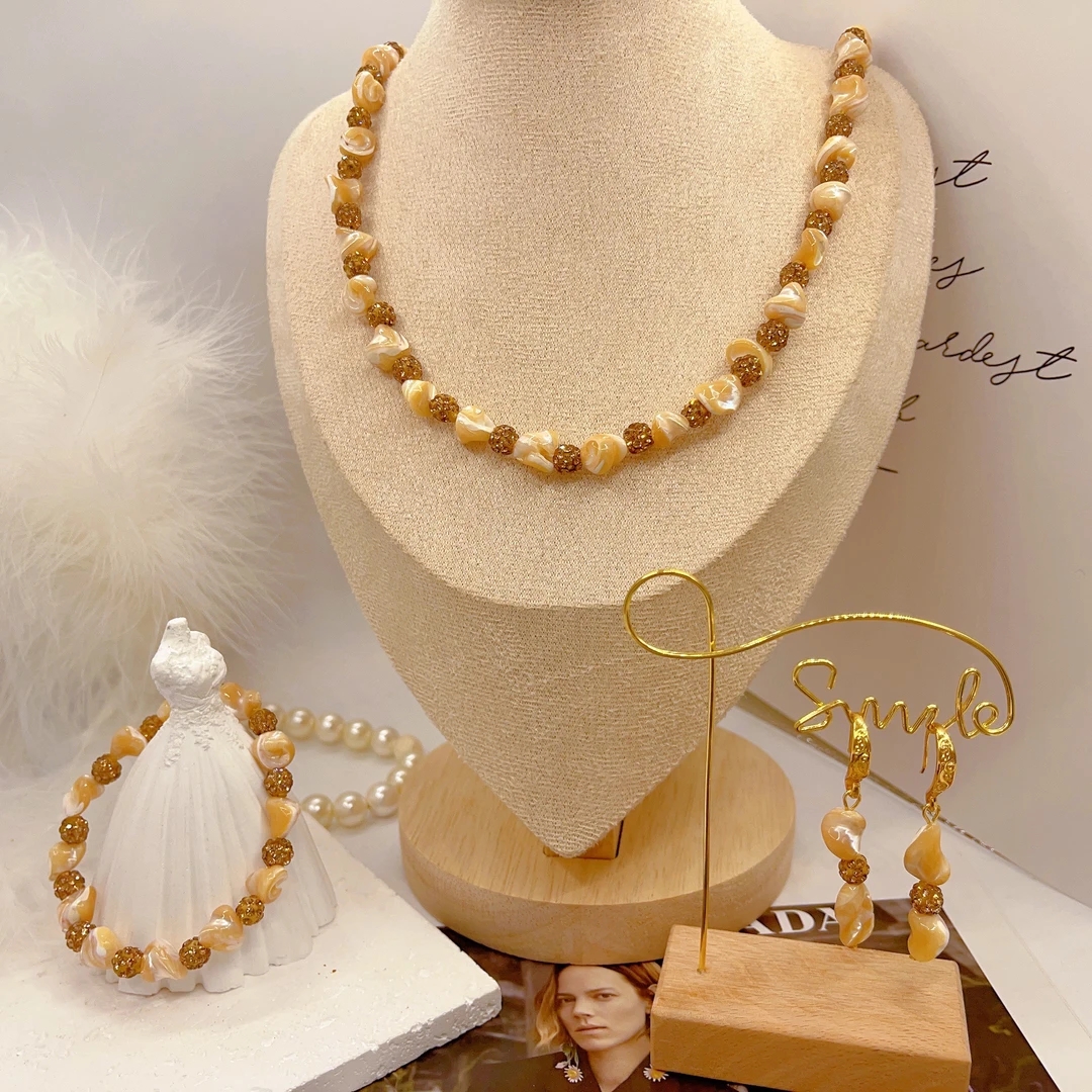 非金属仿珍珠项链 非金属仿珍珠吊坠铜合金吊坠 Sadaf项链三件套