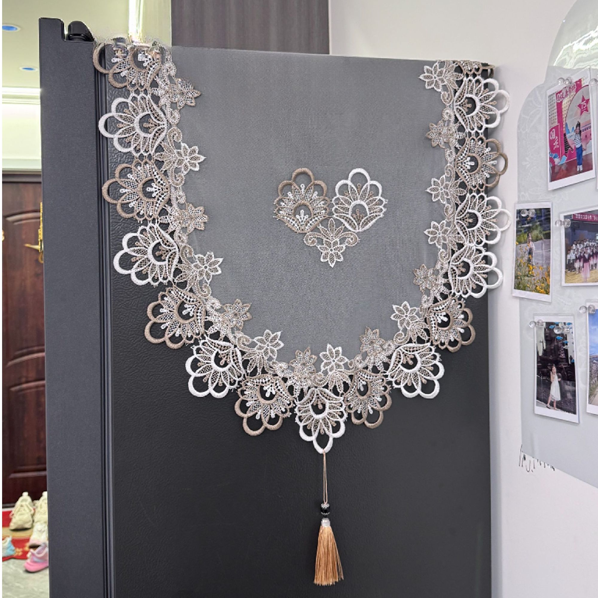 冰箱防尘罩盖布2025新款蕾丝款双开门冰箱罩盖巾规格60*180CM，